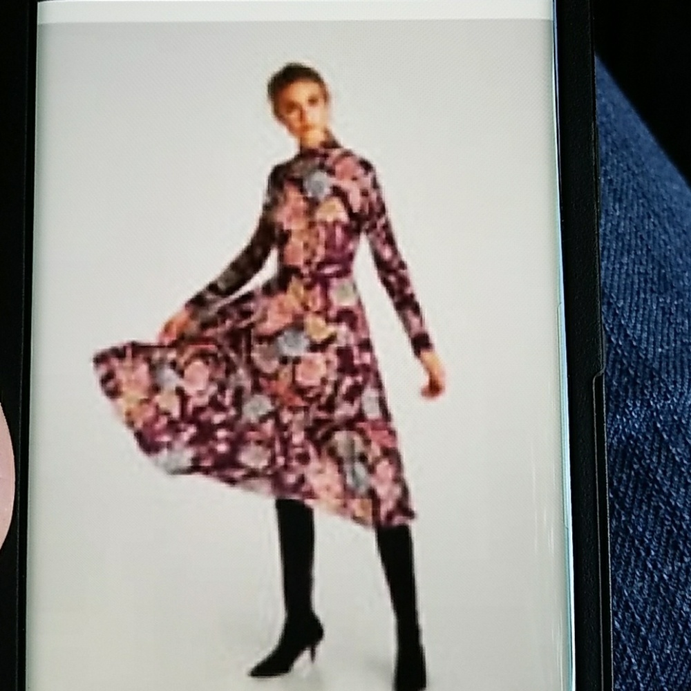 Long sleeve dress, plum with floral print